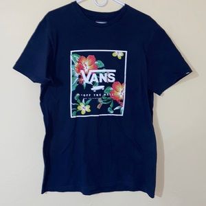 Vans Men's Blue Floral Logo Tee